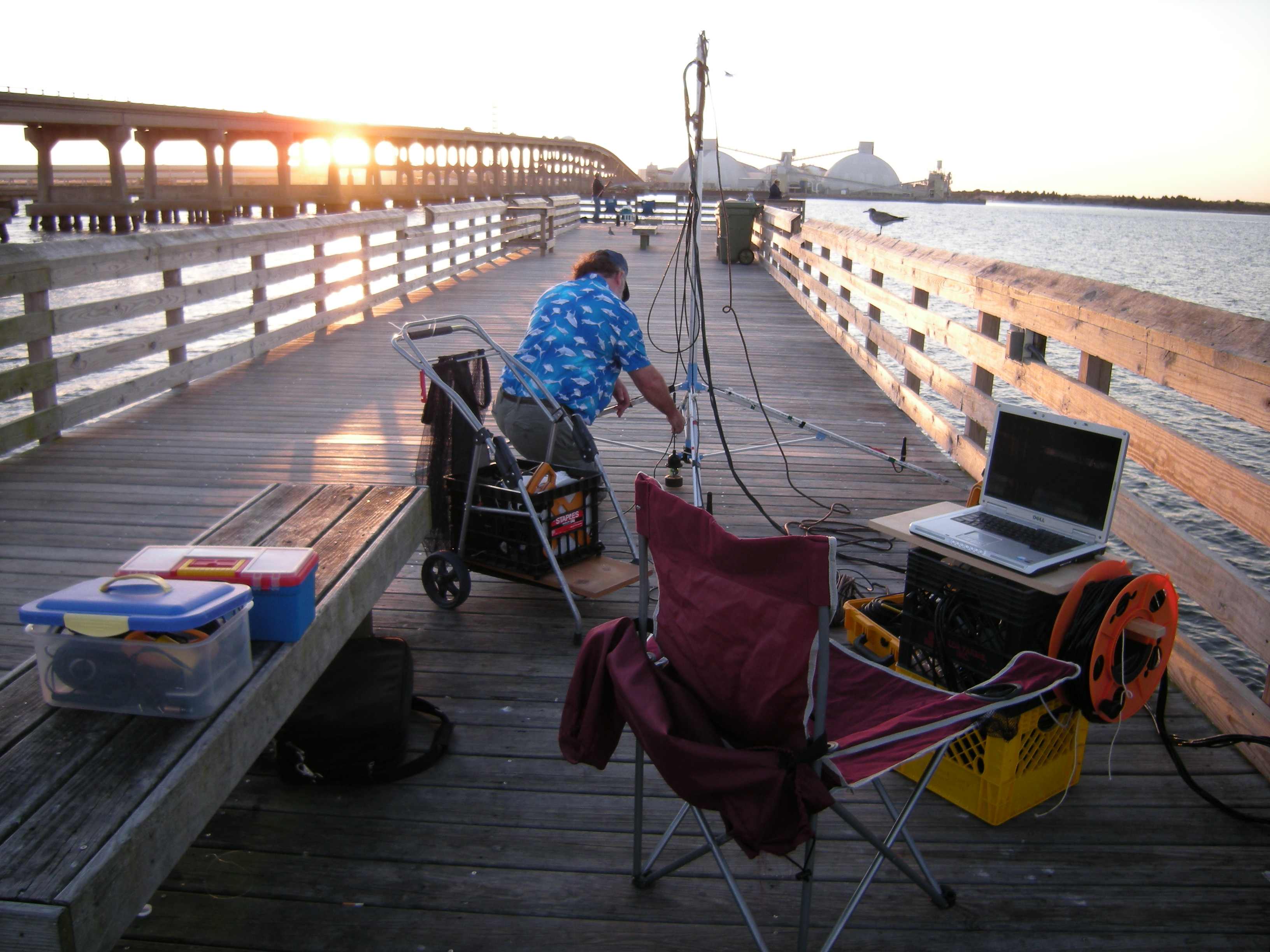 Rountree sampling on the Newport River Pier